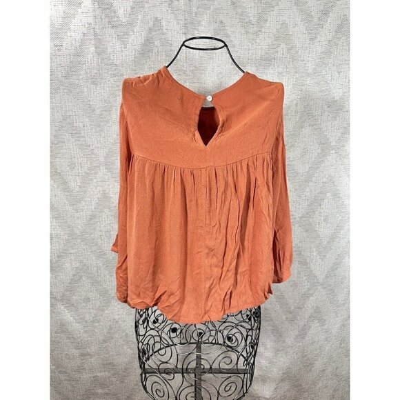 NWT Passport orange floral embroidered flutter sleeve blouse size S - Picture 7 of 9